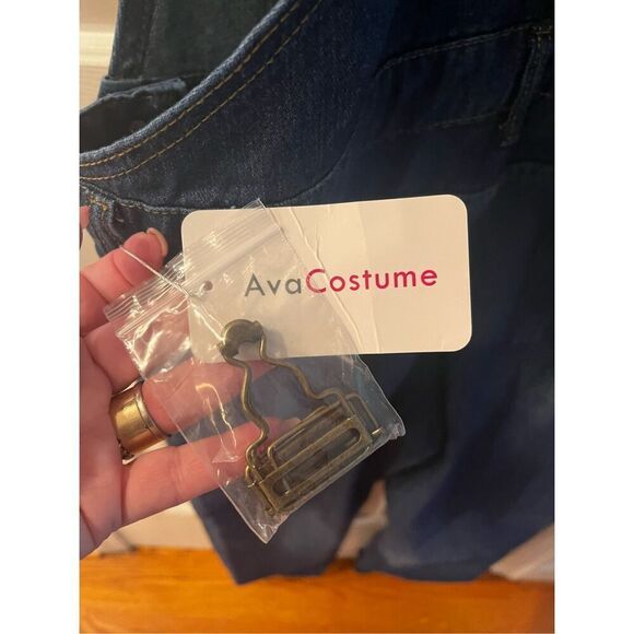Ava Costume Full Length Distressed Denim Overalls sz L NWT - Picture 7 of 8